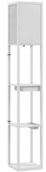 HomCom Lampă de podea cu raft în 3 trepte, comutator de picior, porturi USB, MDF, Alb | Aosom Romania (B31-526V90WT)