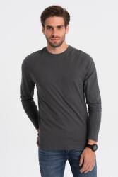OMBRE OMBRE, Pamut blúz nyakkivágással a nyak tövében, Sötétszürke, 2XL (OM-LSBL-0106-DARK-GREY-XXL)