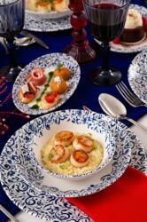 Hermia Dinner Set (18 Pieces) White Blue Laleli