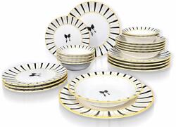 Hermia Dinner Set (24 Pieces) White Yellow Black Fiyonk 24YT - Black