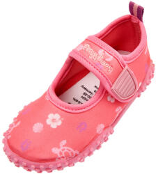 Playshoes Pantofi de apă, plaja, fete, cu velcro, roz cu flori, 18/25 coral/coral (1413F4)