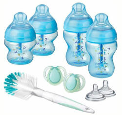 Tommee Tippee Set de bază pentru nou-născuți Advanced Anti-Colic 9 bucăți - 2 biberoane de 150 ml și 2x260 ml albastru (136747)