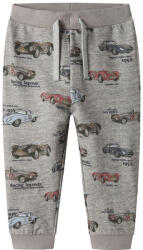 NAME IT Pantaloni trening băieți, pufosi, albastru/gri cu masini, 80-110 gri (14B137)