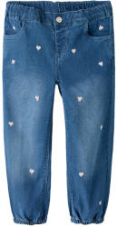 NAME IT Blugi fete skinny brodați, bleu cu inimioare, 92-116 albastru închis de fermier (1486E0)