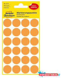 AVERY Etikett AVERY 3173 jelölőpont 18mm neon narancs 96 darabos