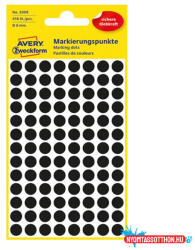 AVERY Etikett AVERY 3009 jelölőpont 8mm fekete 416 darabos
