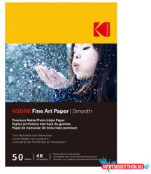Kodak Fotópapír KODAK Fine Art Smooth 10x15 cm 230 g 50 lapos