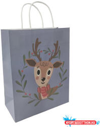 Creative Dísztasak CREATIVE ECO Special L 26cm x 33cm x 12 cm szürke kraft szarvas sodort füles