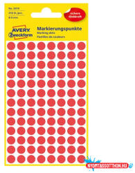 AVERY Etikett AVERY 3010 jelölőpont 8mm piros 416 darabos