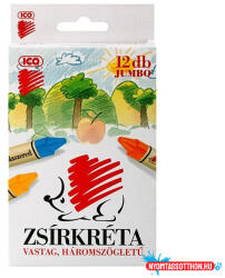 ICO Zsírkréta ICO Süni Jumbo háromszögletű hegyezett 12 színű - nyomtassotthon