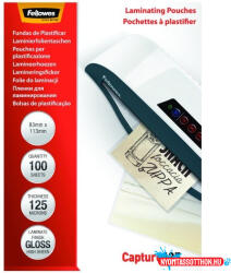 Fellowes Lamináló fólia FELLOWES 83x113 mm 125 mikron fényes 100/csom