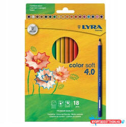LYRA Színes ceruza LYRA Color Soft 4.0 extra puha élénk lágy színek 18 darabos