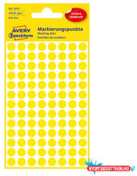AVERY Etikett AVERY 3013 jelölőpont 8mm sárga 416 darabos