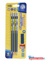 Astra Grafitceruza ASTRA radíros háromszögletű ajándék hegyezővel HB 4+1 db/bliszter