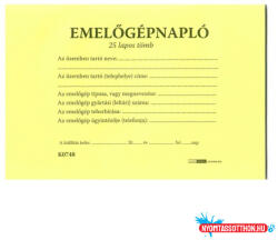  Nyomtatvány emelőgépnapló A/5 fekvő