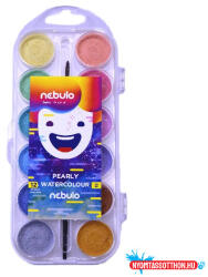Nebulo Vízfesték NEBULO 30 mm gyöngyház ajándék ecsettel 12 darabos