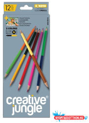 SaKOTA Színes ceruza CREATIVE JUNGLE grey kétvégű háromszögletű 12 darabos 24 színű
