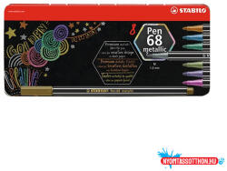 STABILO Filctoll STABILO Pen 68 metallic 8 darabos fémdobozban