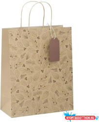 Creative Dísztasak CREATIVE ECO Delucm x Plus M 23cm x 26cm x 12 cm kraft fóliás levél mintás sodort füles