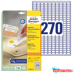 AVERY Etikett AVERY L4730REV-25 17, 8x10mm visszaszedhető 6750 címke/doboz 25 ív/doboz