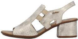 RIEKER Sandale dama, Rieker, 64665-60-Auriu, elegant, piele ecologica, perforate, cu toc, auriu (Marime: 37)