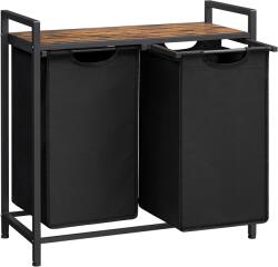 Vasagle Coș de rufe cu poliță BERGEN, 2x46L, negru/maro