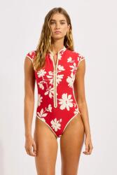 Seafolly egyrészes fürdőruha női Cap Sleeve Zip Front - piros M