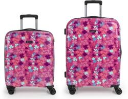 Gabol CLOVER pink, színes lóhere mintás két részes bőröndszett GA-2365SZ CLOVER 2db