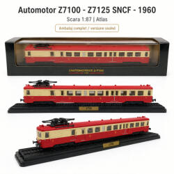 ATLAS Macheta automotor Z7100 Z7125 SNCF 1960, scara 1: 87, Atlas, rosu cu crem, in vitrina plexiglas (2963) Locomotiva