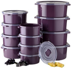 ginzamaison Set 12 Cutii alimente (4X500 ml, 4X1000 ml, 4X2000 ml), Mov inchis, Capac cu dispozitiv de eliberare aer (GNZ-SN-2900-MRD)