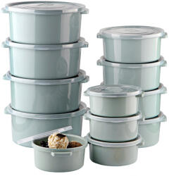 ginzamaison Set 12 Cutii alimente (4X500 ml, 4X1000 ml, 4X2000 ml), Verde deschis, Capac cu dispozitiv de eliberare aer (GNZ-SN-2900-LG)