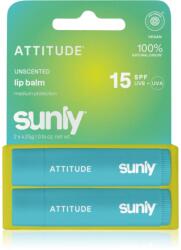 Attitude Sunly Lip Balm balsam de buze fara parfum 2x4.25 g