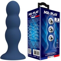 Mr. Play Plug anal cu 3 bile din oțel inoxidabil MR. Play, silicon lichid, ventuză (BI-040212-MR)