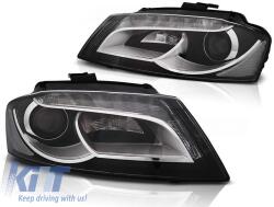  Tuning fényszóró szett valódi DRL fényekkel Audi A3 8P 2008-2012 3D/5D, bal és jobb (ABAUHX6010360)