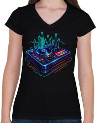 printfashion Dj - Női V-nyakú póló - Fekete (17913770)