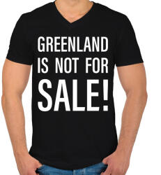 printfashion Greenland is not for sale! - Grönland nem eladó! - fehér - Férfi V-nyakú póló - Fekete (18129095)