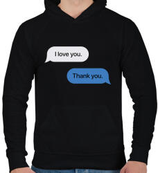 printfashion I love you. Thank you. - Férfi kapucnis pulóver - Fekete (18132761)