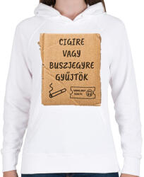 printfashion Cigire vagy buszjegyre - Női kapucnis pulóver - Fehér (18463564)