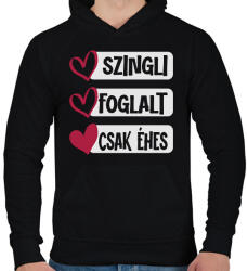 printfashion Szingli foglalt csak éhes - Férfi kapucnis pulóver - Fekete (18120569)