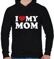 printfashion I love my mom - Férfi kapucnis pulóver - Fekete (18415418)