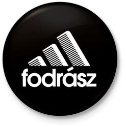 printfashion fodrász márkaparódia - fehér - Kitűző, hűtőmágnes - Fekete (18269666)