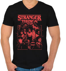printfashion Stranger Things 5 - Férfi V-nyakú póló - Fekete (17955478)