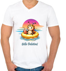 printfashion hello balaton katica - Férfi V-nyakú póló - Fehér (18511156)