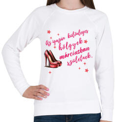 printfashion Szülinap tűsarkú pink márc - Női pulóver - Fehér (18198568)