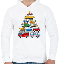 printfashion Autós karácsonyfa - Férfi kapucnis pulóver - Fehér (17865225)