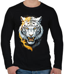 printfashion Fehértigris - Férfi hosszú ujjú póló - Fekete (17909255)