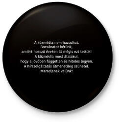 printfashion M1 közmédia bocsánat - Kitűző, hűtőmágnes - Fekete (18497363)