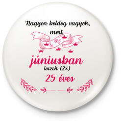 printfashion 50 (2*25) szülinap június - Kitűző, hűtőmágnes - Fehér (18354900)