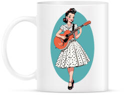 printfashion Vintage lány gitárral - Bögre - Fehér (18016517)