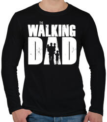 printfashion The walking dad - apa három gyerekkel - fehér - Férfi hosszú ujjú póló - Fekete (18443349)